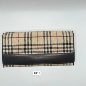 Burberry Haymarket Check Leather Trim Long‎ Wallet #113
